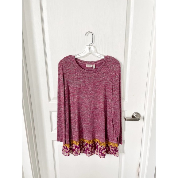 LOGO Lori Goldstein Space Dye Knit Top Mauve Small - Picture 3 of 9